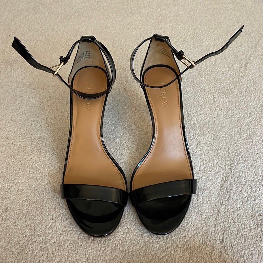 J. Crew Factory Black Patent Strappy Heels